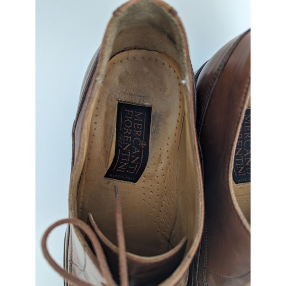 Mercanti Fiorentini Shoes Mens 10.5 Wingtip Oxford Italian Leather‎ Brown - Picture 6 of 9